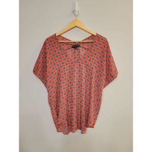Living Doll Pastel Orange Geometric‎ Blouse Size Medium